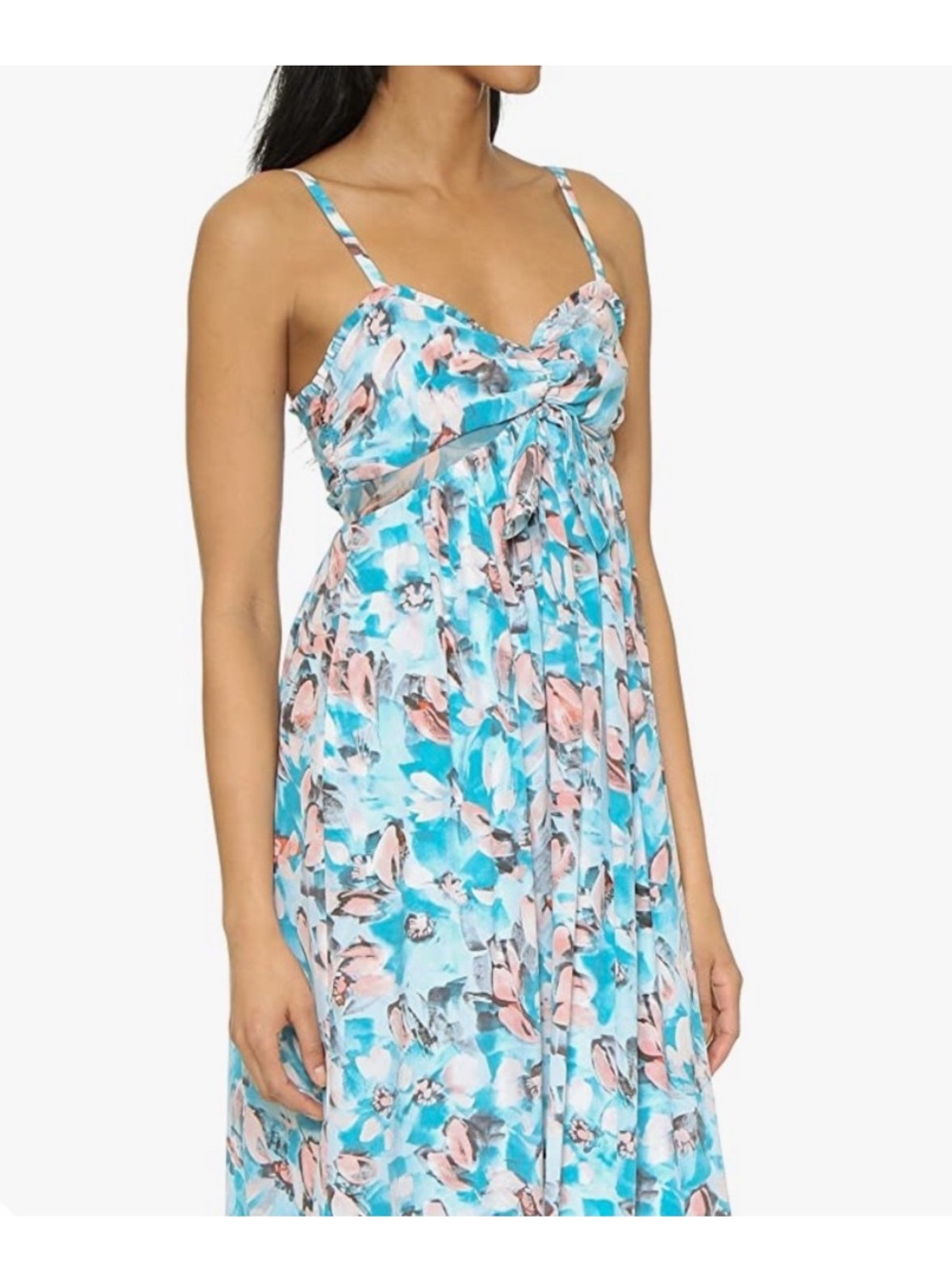 Rebecca Taylor 100% Silk Aloha Cami Floral Blue Maxi Dress